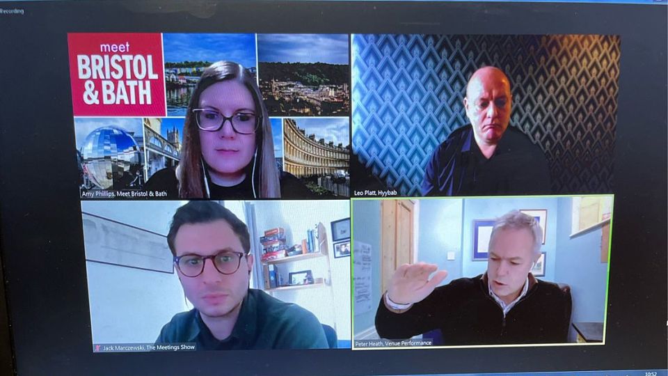 Speakers on a Zoom webinar for Meet Bristol and Bath member forum - November 2021